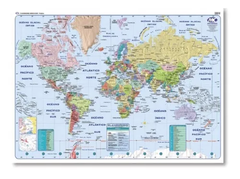 Mapa Mural Laminado Plastificado Planisferio Politico 90x130cm