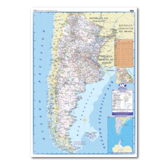 Mapa Mural Laminado Plastificado Rutas Argentinas 90x130cm