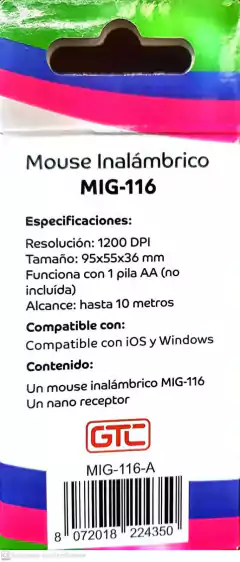 Mouse Inalambrico Gtc Mig-116 en internet