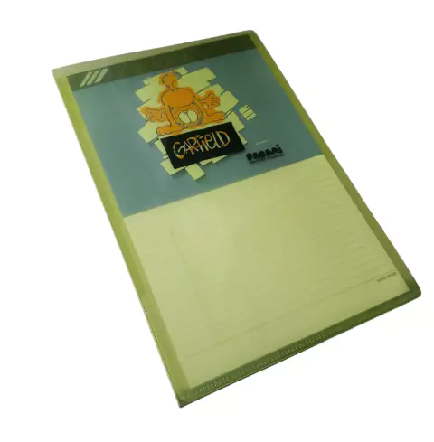 Carpeta Garfield Plástica Con Solapas Transparente Y Block 23 X 35