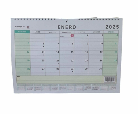 Calendario Planificador 2025 Arwen Medio Oficio Apaisado
