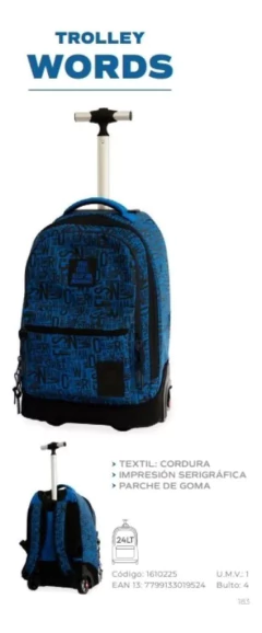 Mochila Con Carro Mooving Words Trolley 24 Lit - Libreria Saturno