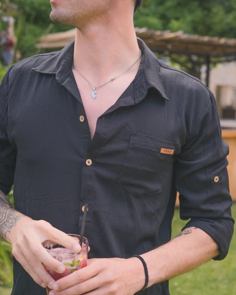 Camisa lino negra