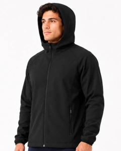 Campera Soft Shell Tri-capa Hombre Negro Con Capucha - Cozy Sport - comprar online