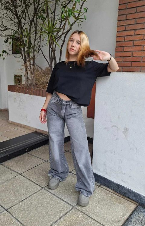 Wide leg gris Rígido