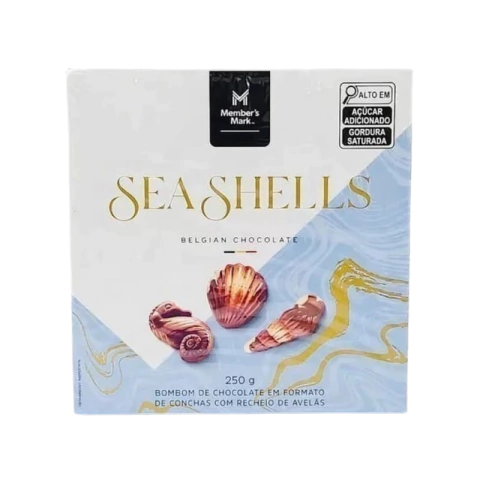 BOMBONS SEASHELLS CHOCOLATE COM AVELÃS BELGIAN CAIXA 250G - comprar online