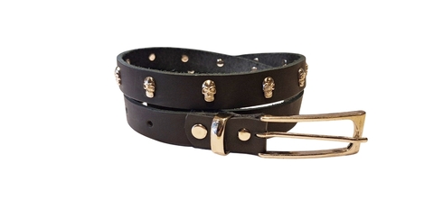 Cinto de Couro Feminino - Skull Caveira