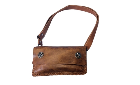 Bolsa De Couro Transversal Multiuso Para Bike e Casual (Marrom)