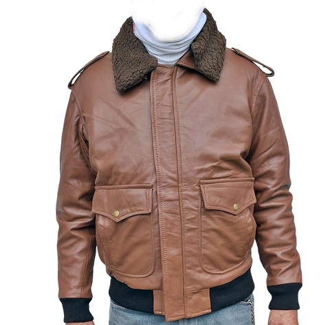 Jaqueta de Couro Marrom Modelo Bomber - Militar Antigo - comprar online