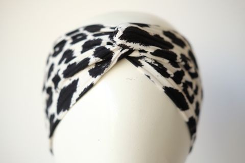 Turbante Lula Algodón Leopardo Negro/ Blanco