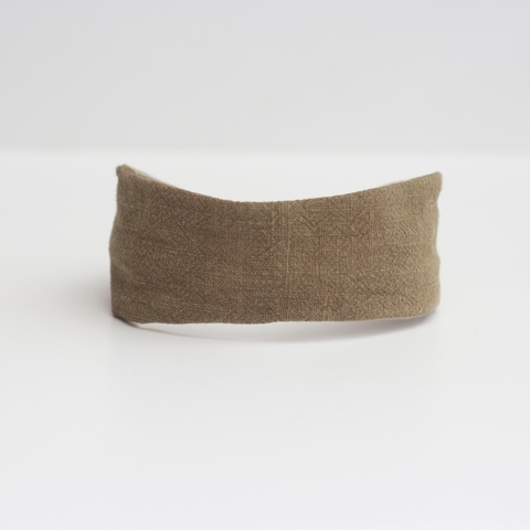 Vincha Angosta Lino Verde Oliva.