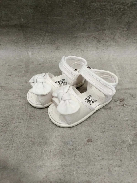 SANDALIA DE LONA BLANCA CON MOÑO 5693