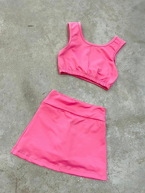 TOP + POLLERA PANTALON FUCSIA 3317