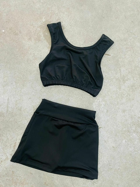 TOP + POLLERA PANTALON NEGRO 3317