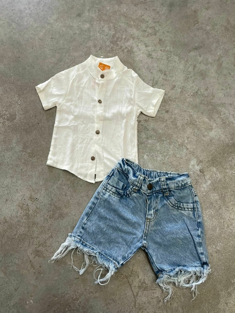 CAMISA DE LINO BEBE NATURAL 3538