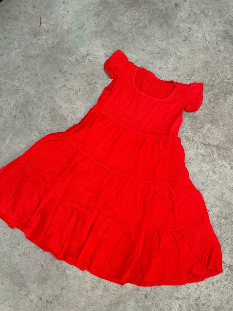 VESTIDO DE LINO ROJO NENA 3583