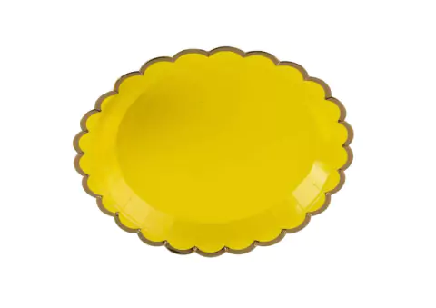 10 unid Pratos papel amarelo borda dourada