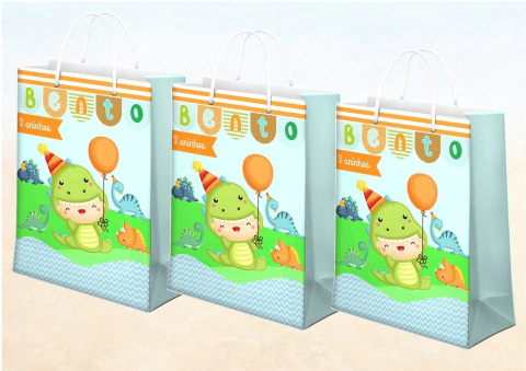 Sacolinha personalizada no tema Dinossauro Babyzinho 10 und.