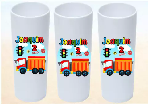 10 unid Copo Long Drink Tema Caminhões