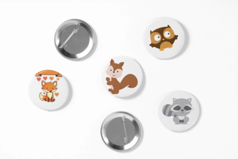 Bottons broche alfinete tema animais do bosque 10 und.