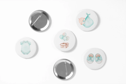 Bottons broche alfinete tema Chá de Bebê Menino 10 und.
