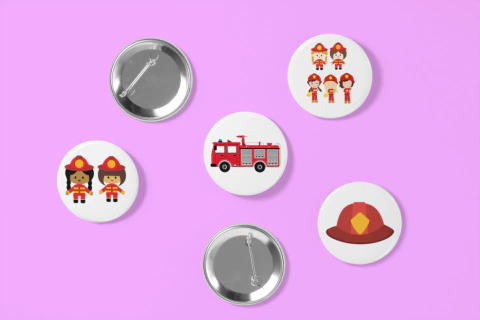 Bottons broche alfinete tema bombeiros 10 und.