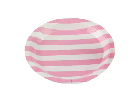 10 unid Pratos papel rosa bebe listrado