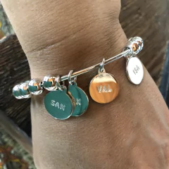 Pulsera Esclava de Esferas 2 medallas personalizadas en Plata - tienda online