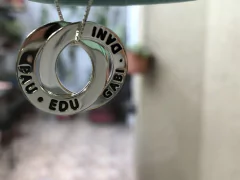 Dije 2 argollas rusas Personalizadas en Plata 925 con cadena de Regalo! - tienda online