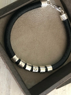Pulsera Personalizada con 8 donas de Plata y Cuero en internet