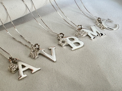 Colgante con Inicial y Dije de plata 925