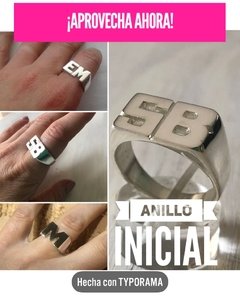 Anillo sello 2 iniciales en Plata hecho a mano