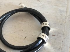 Pulsera 3 vueltas con 1 Dona Personalizada de cuero y plata DYLAN