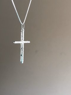 Cruz con Piedras y Cadena en Plata - comprar online