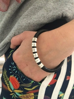 Pulsera Personalizada con 8 donas de Plata y Cuero - tienda online