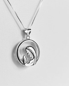 Medalla Virgen con cristal y Cadena en Plata