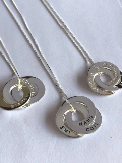 Dije 3 argollas rusas con Nombres de Plata con Cadena de Regalo - tienda online