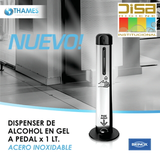 Dispenser para alcohol en gel a pedal de acero inoxidable - comprar online