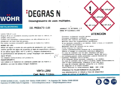 DEGRAS N - DESENGRASANTE CON INHIBIDOR DE CORROSION