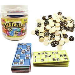 Loteria madera en balde