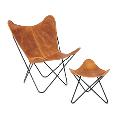 BUTTERFLY CHAIR · L E A T H E R · TRIPOD FOOTREST - buy online