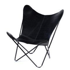 BUTTERFLY CHAIR · A S S A M B L E · BLACK LEATHER