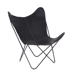 BUTTERFLY CHAIR · L E A T H E R · BLACK