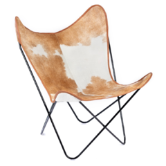 BUTTERFLY CHAIR · L E A T H E R · COWHIDE