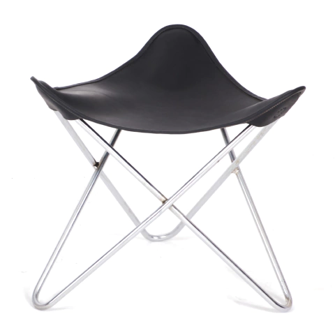 TRIPODE / ASIENTO CUERO VAQUETA / ESTRUCTURA CROMO