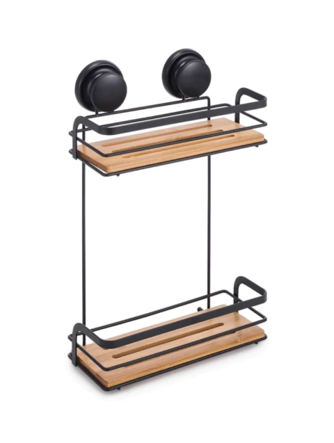 Organizador para ducha bamboo doble recto succion reforzada negro en internet