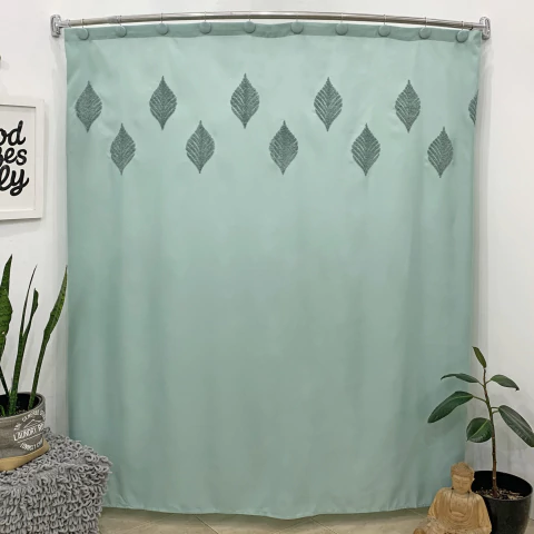 Cortina de Baño TopStyle Cut Leaf Verde Petroleo - comprar online