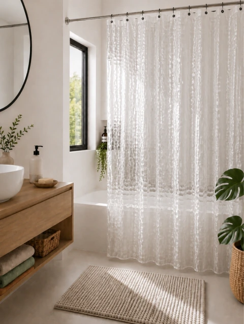 Cortina de Baño Sayco Eva 3D Negra
