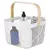 Canasta Organizador Metal con mango madera blanca