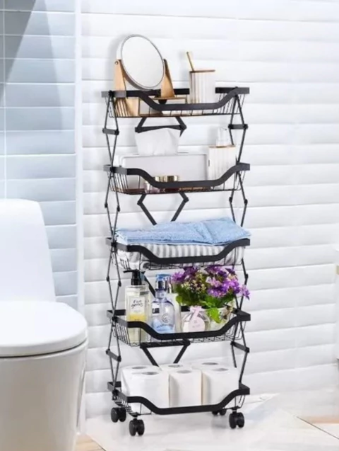 Carrito Organizador Multiuso Plegable con ruedas Hansen 5 niveles Negro - comprar online